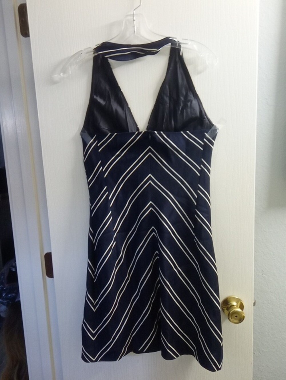 Burberry Navy and White Striped Halter Mini Dress - Picture 3 of 3